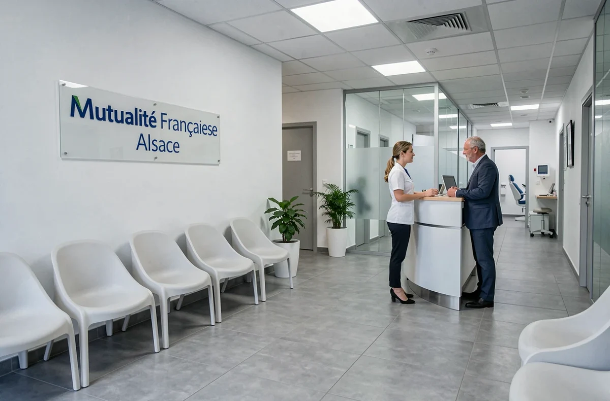 Accueil du Centre dentaire Mutualité Française Alsace à Strasbourg Esplanade avec personnel et patient