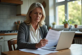 Femme d'âge moyen consulte des documents de handicap