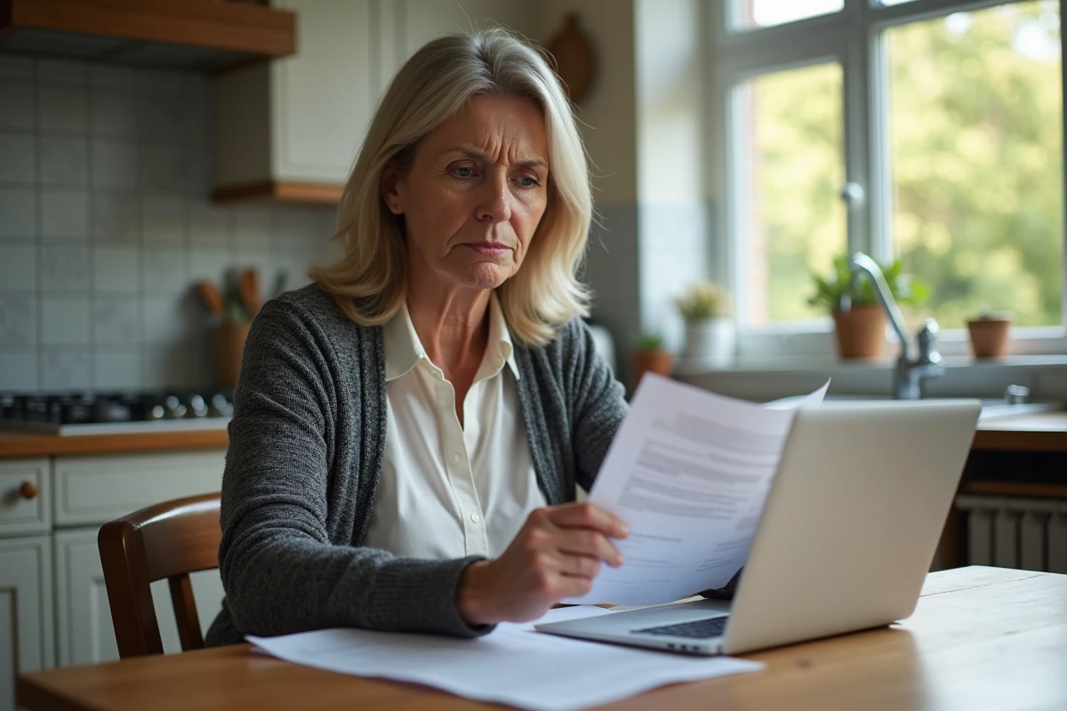 Femme d'âge moyen consulte des documents de handicap