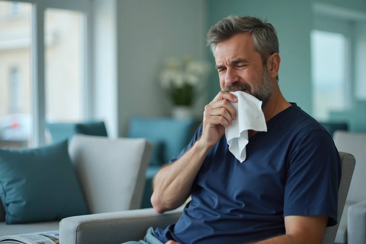 Homme d age en salle d attente medecin
