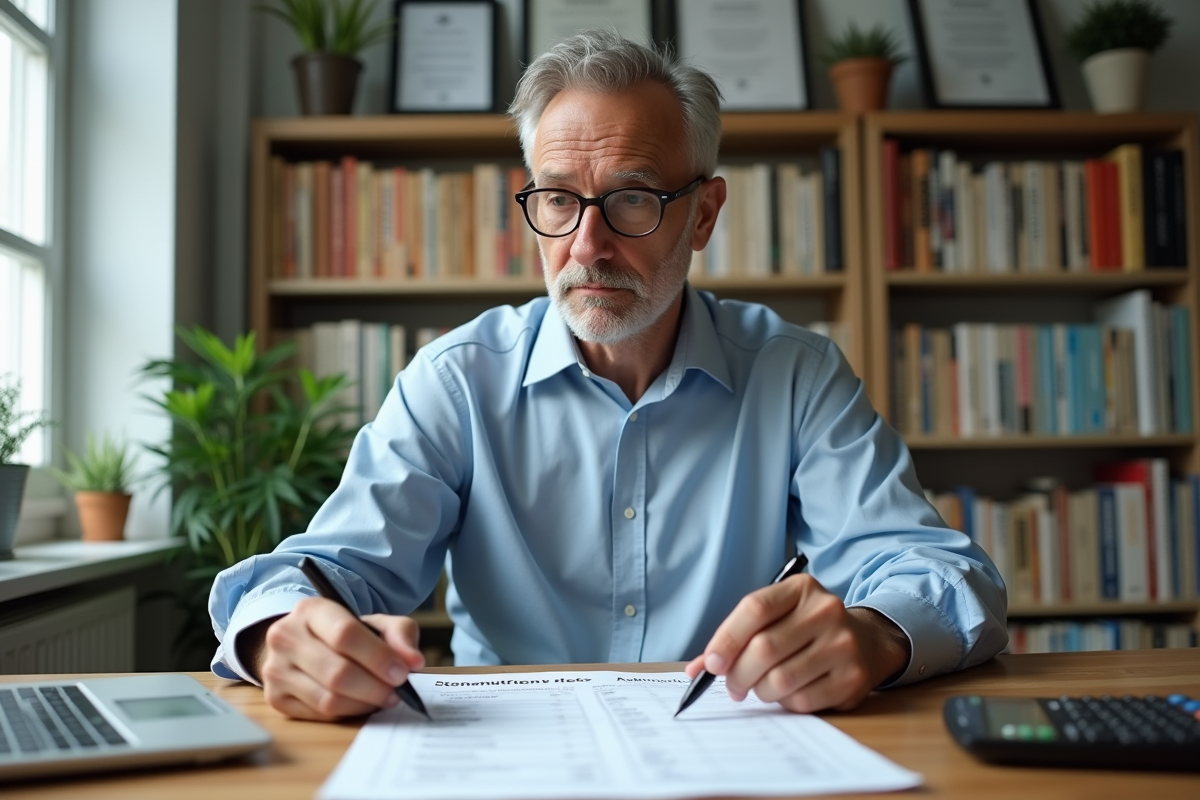 Homme examinant un tableau de valeurs nutritionnelles