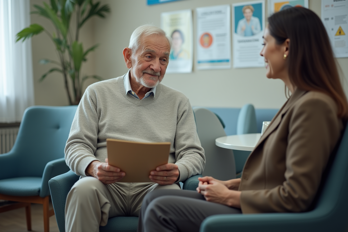 Homme âgé dans une salle d