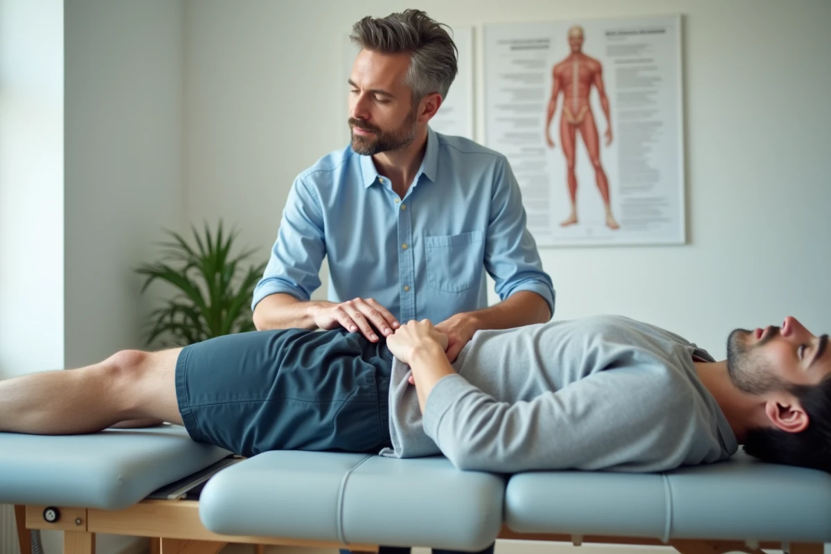 Jeune homme allongé lors d une séance d osteopathie