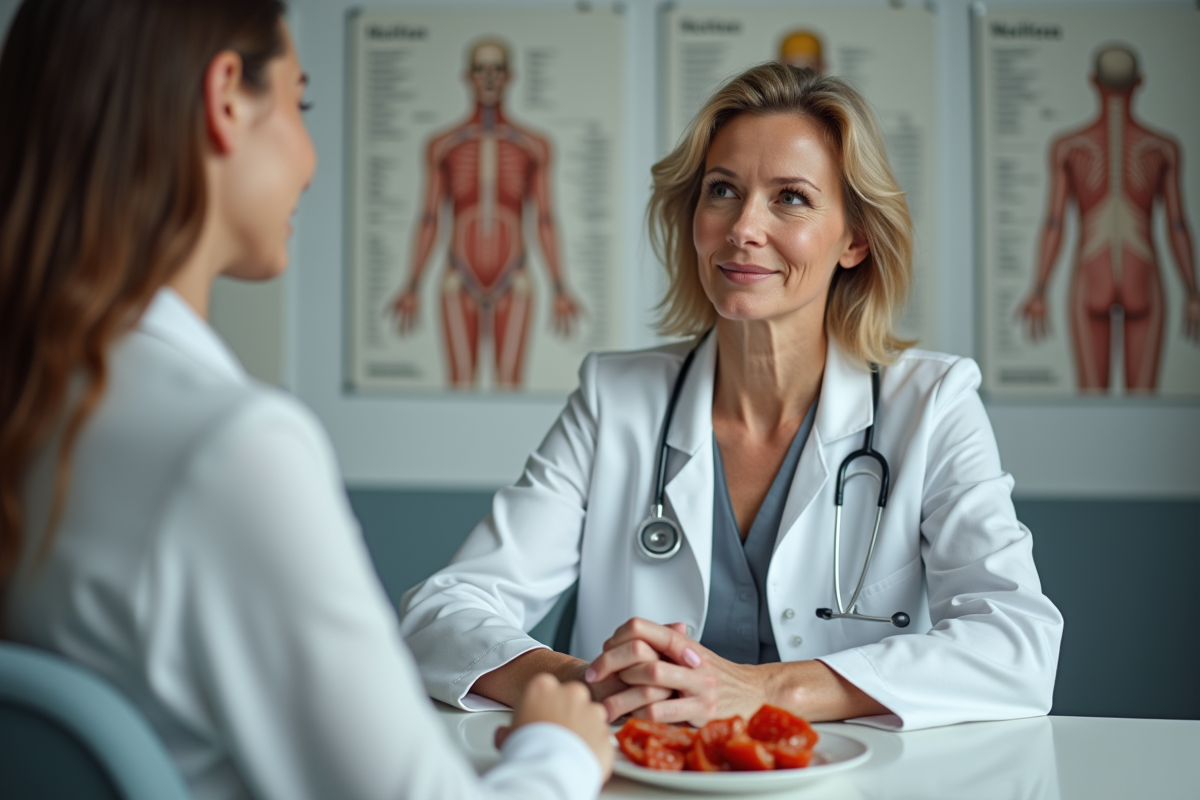 Medecin discute de l alimentation avec une femme enceinte