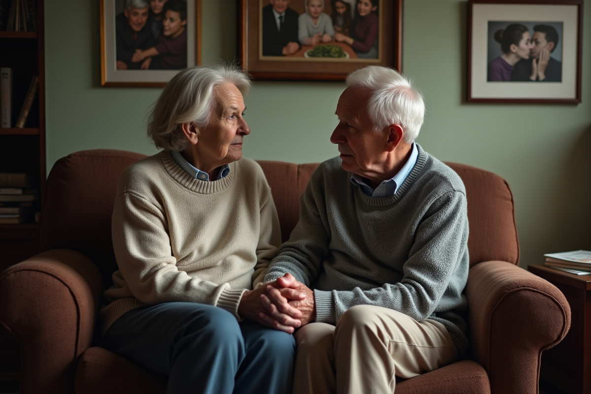 Homme âgé et fille tenant main lors d